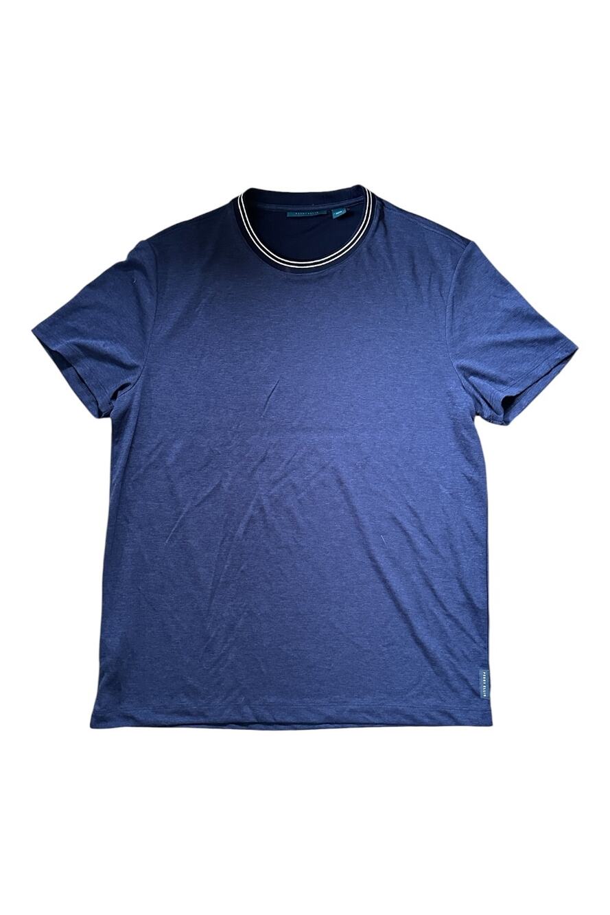 Perry Ellis Heather Navy Blue Striped Crew Neck T-Shirt - Size L